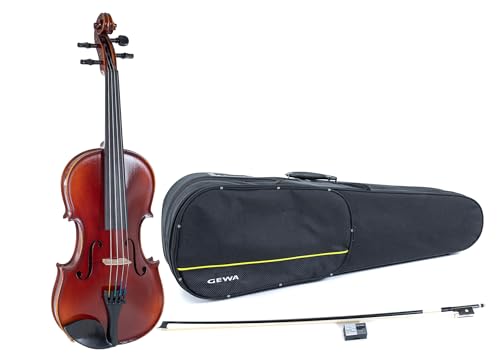 Gewa Ideale Violin Set 4/4 SC CB, vollmassive Violine aus europäischen Tonhölzern, rot-brauner Naturharzlack, inkl. Carbonbogen und Violinetui mit Rucksackriemen