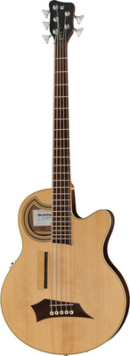 Warwick Alien Deluxe 5 Hybrid Thinline, 5-Saiter Akustikbass mit Sitka Fichten Decke, Shadow Nanomagnetic und Piezo Tonabnehmer, Natural Transparent Satin Finish