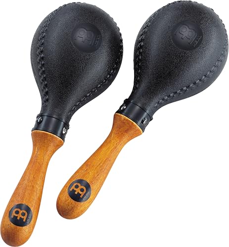 Meinl PM2BK Maracas, Percussion Instrument im Paar, Schwarz mit grober Körnung
