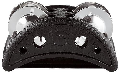 Meinl CFJS2S-BK Foot Tambourine, ergonomisches Design, aus Kunststoff mit Edelstahl-Jingles, schwarz