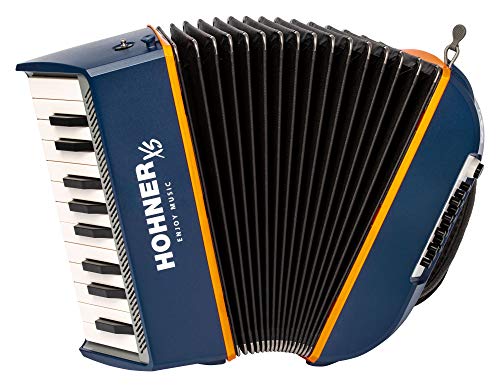 Hohner XS Accordion Piano, Piano-Akkordeon mit 15 Bässen, 21 Diskanttasten, ergonomische Konstruktion, blau