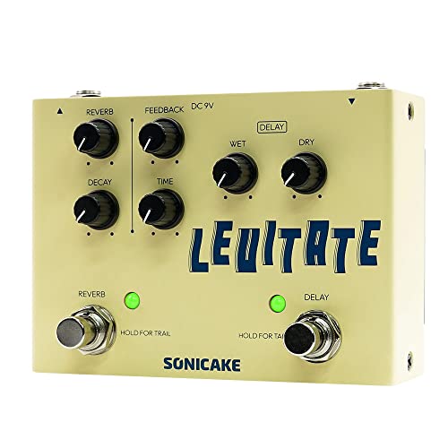 SONICAKE Delay und Reverb Gitarren Effektpedal Digital Levitate, 2 in 1 mit 2000ms Delay Time und Trail-Funktion