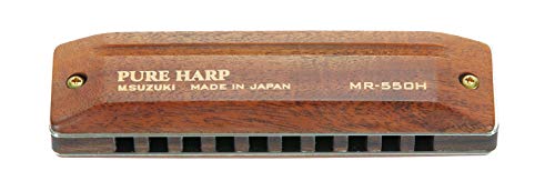 Suzuki Diatonic Harmonica PURE HARP MR-550H, Mundharmonika mit Holzgehäuse aus Hawaiian Koa für warmen Klang
