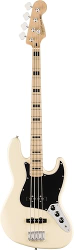 Fender Squier Affinity Active Jazz Bass, 4-Saiter E-Bass in Olympic White mit ausgewogener Verarbeitung
