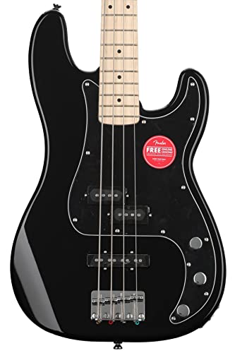 Fender Squier Affinity P-Bass PJ, E-Bassgitarre mit Split-Single-Coil-Precision und Jazz-Bass-Tonabnehmer, schwarz