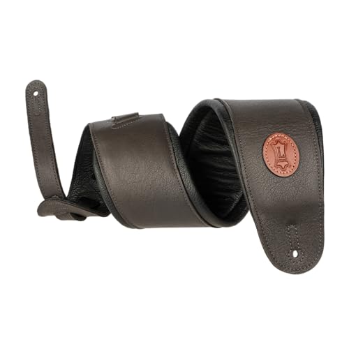 Levys Leather Bass Strap 4,5" DBR, Leder-Gitarrengurt mit Schaumstoffpolsterung, verstellbar von 94 cm bis 130 cm, dunkelbraun