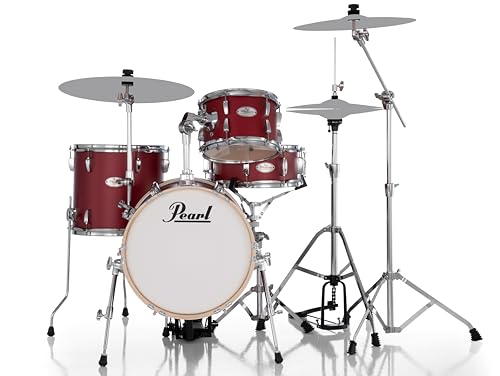 Pearl Midtown MT564/C-D747, Schlagzeugset in Matte Red mit 6-lagigem Pappel-Kessel und chrom Kesselhardware