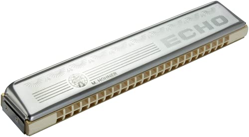 Hohner Echo 48 C Tremolo, diatonische Mundharmonika in C-Dur mit 48 Stimmzungen und Messing-Stimmplatten