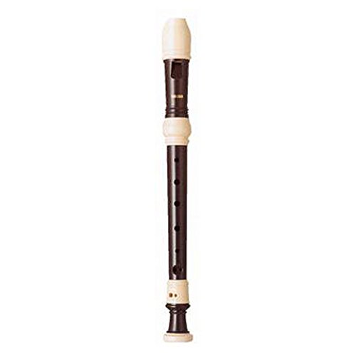 Yamaha YRS-32 B Soprano Recorder, barocke Griffweise, Doppel-Loch, dunkelbraun mit weißen Ringen, inkl. Tasche und Wischerstab