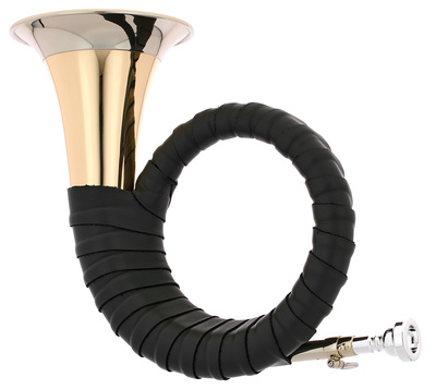 Voigt Brass JV-241-G-K Fürst Pless, Bb Horn mit Goldmessing-Schallbecher und Neusilberkranz, Echtlederumwicklung, inkl. Pflegeprodukte und Mundstück 1C