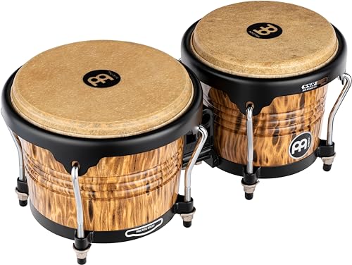 Meinl FWB190LB Marathon Designer Bongos, Leopard Burl, 6 3/4" Macho und 8" Hembra, Gummibaum, handselektierte Büffelfelle, Free Ride System
