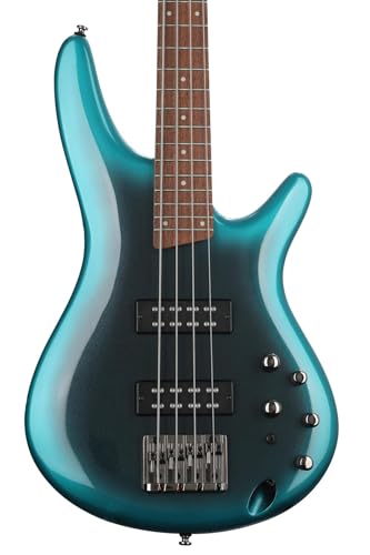 Ibanez SR300E-CUB, 4-saitiger E-Bass mit Ahorn/Walnuss Hals, Nyatoh Korpus, Jatoba Griffbrett, PowerSpan Dual Coil Tonabnehmer und 3-Band EQ, Cerulean Aura Burst
