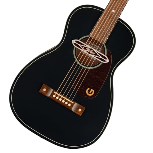 Gretsch JD Parlor DELTO TSPG BLKT, Parlor-Westerngitarre mit laminiertem Sapele, schwarzer Decke und naturfarbenem Boden, Walnussgriffbrett, Deltoluxe Tonabnehmer