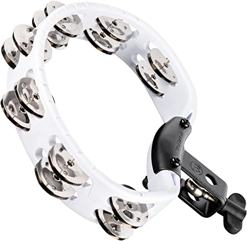 Meinl HTMT2WH Headliner Tambourine, doppelreihig mit 14 Paar Stahlschellen, ABS-Kunststoffrahmen, Farbe: Weiß, heller Sound