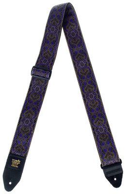 Ernie Ball E-Guitar Strap Purple Paisley, Gitarrengurt aus stabilem Polypropylen mit hochwertigen Leder-Enden, extra lang von 104-182 cm