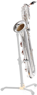 Thomann BariPRO S Baritone Sax, versilbertes Baritonsaxophon mit hoch fis und tief A-Klappe, italienischen Polstern, handgravierten Perlmutteinlagen und komplett versilbertem Korpus und Klappen, inkl. Mundstück, BG-Wischer, Koffer und Zubehör