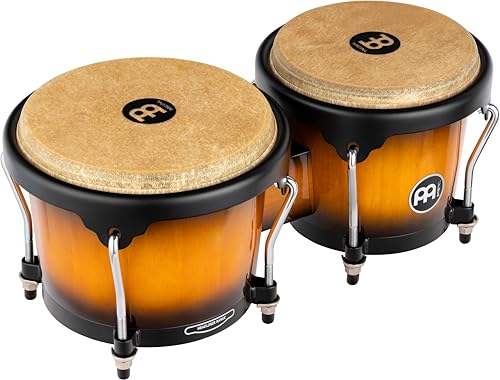Meinl HB100VSB Bongo Set, 6 3/4" x 8" Holz Gummibaum, Vintage Sunburst (VSB)
