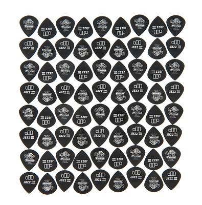 Dunlop Tortex Pitchblack Jazz Players Pack, Plektren Set mit 12 Stück, Stärke 1,14