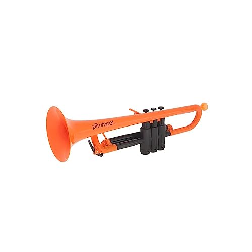 pTrumpet 700632 Bb-Trompete aus ABS-Kunststoff, orange mit Tasche und 2 Mundstücken 3C und 5C