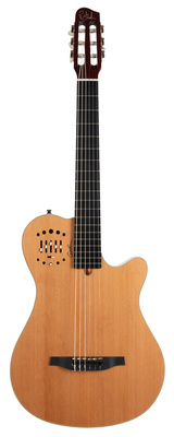 Godin Multiac Grand Concert Deluxe, Nylonakustik/E-Gitarre mit massiver Zederndecke, Mahagonikorpus, LR Baggs Elektronik, Natur Hochglanz, inkl. Gig Bag