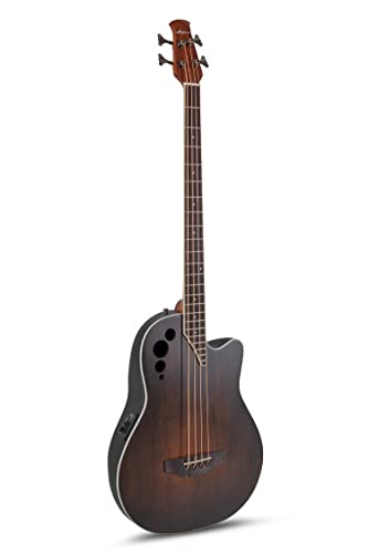 Applause Elite AEB4-7S, Mid-Depth Roundback E-/Akustikbass mit Cutaway, Fichtendecke, Vintage Varnish Satin