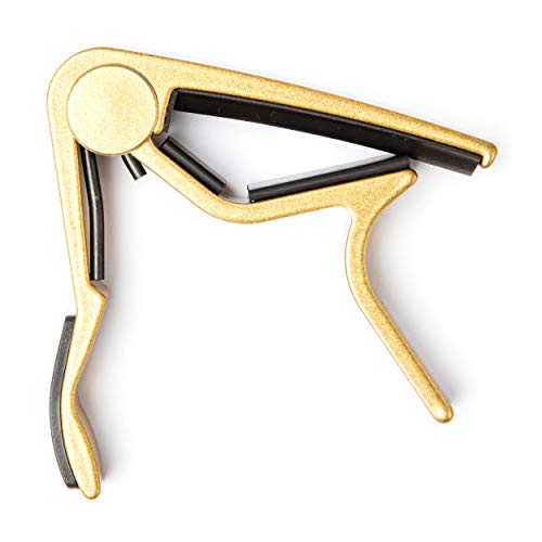 Dunlop Trigger Capo Acoustic Curved G, Kapodaster für Western/Akustik-Gitarre, Farbe: Gold