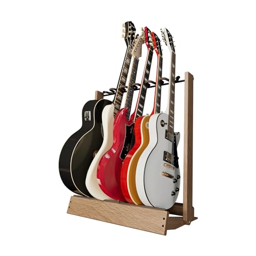 String Swing CC34 Guitar Floor Stand OAK, stabiler Gitarrenständer aus Eichenholz für bis zu 6 Instrumente, faltbar, Made in USA