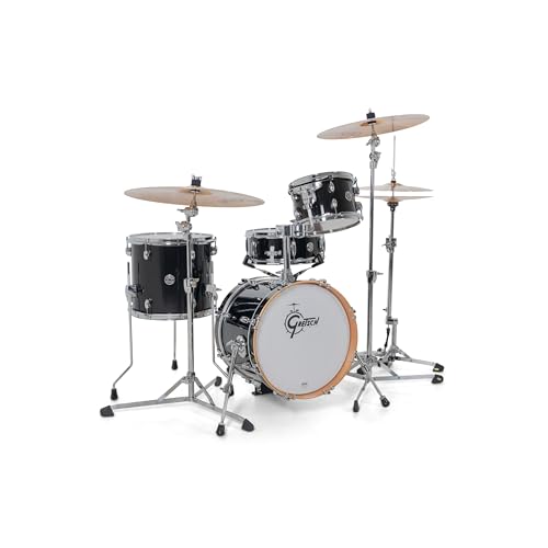 Gretsch Drums Catalina Club Micro PB, Schlagzeugset mit 100% Mahagoni Kessel, in Piano Black, inklusive Tom Tom Halter