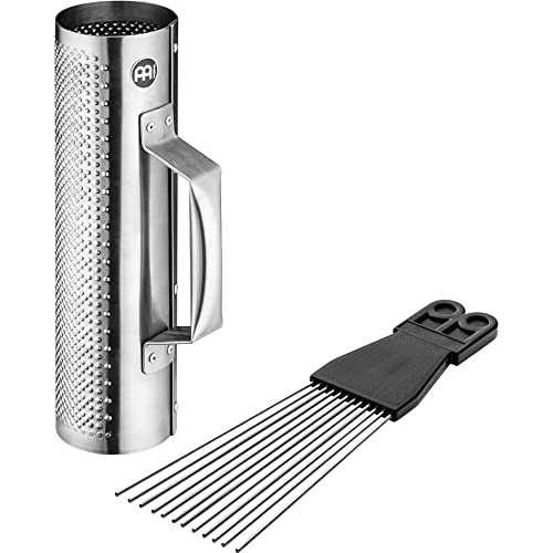 Meinl MGU3 Merengue Güira Small, Stahlguiro in Silber aus gebürstetem Stahl, inklusive ABS Scraper
