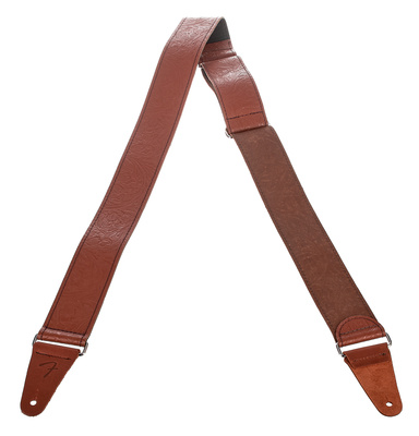 Fender Tooled Leather Guitar Strap BR, Gitarrengurt aus Leder mit geprägtem Blumenmuster, einstellbar von 106 cm bis 132 cm, braun