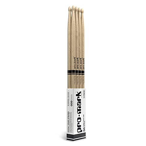 Pro Mark 5A Classic Attack Oak, 4er Bonus Pack Drumsticks mit ovaler Spitze, 40,64 cm Länge, 1,4 cm Durchmesser, Forward Balance