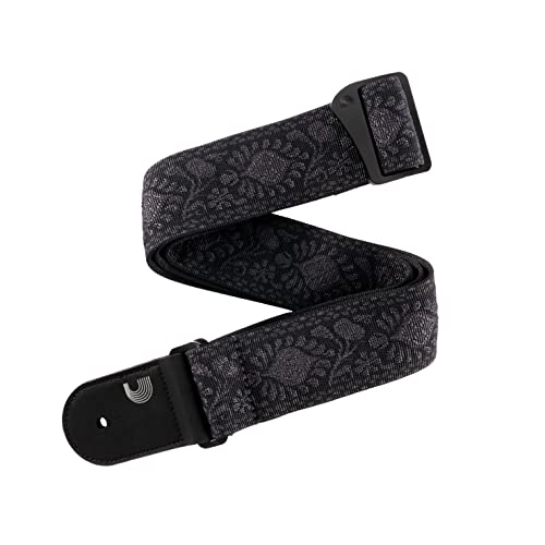 Daddario Guitar Strap 50TB01 Monterey, Gitarrengurt mit verstellbarer Länge von 89cm bis 151cm, extra starke Lederenden, schwarz