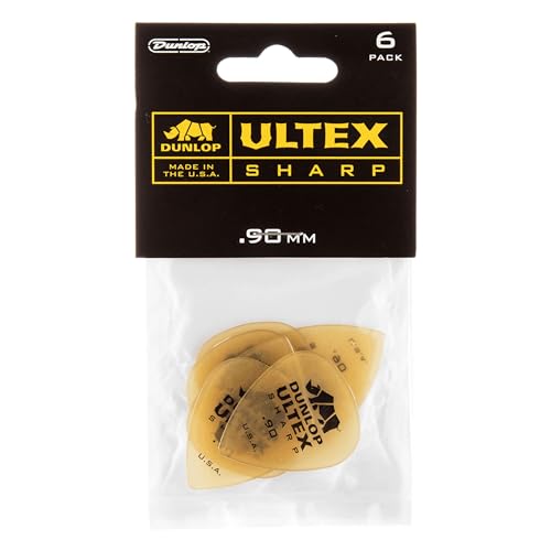 Dunlop Ultex Sharp Player's Picks, Plektrum Set mit 6 Stück, Stärke 0,90 mm
