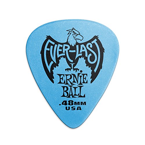 Ernie Ball Everlast Picks EB9181, 12er Pack Plektren aus strapazierfähigem Delrin, 0,48 mm, blau