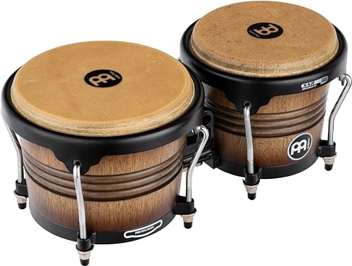 Meinl Marathon Bongos ATB-M, 6 3/4" Macho und 8" Hembra, Antique Tobacco Burst, Gummibaum, handselektierte Büffelfelle, schwarz gepulverte Hardware, inkl. Stimmschlüssel und "Tune Up" Öl