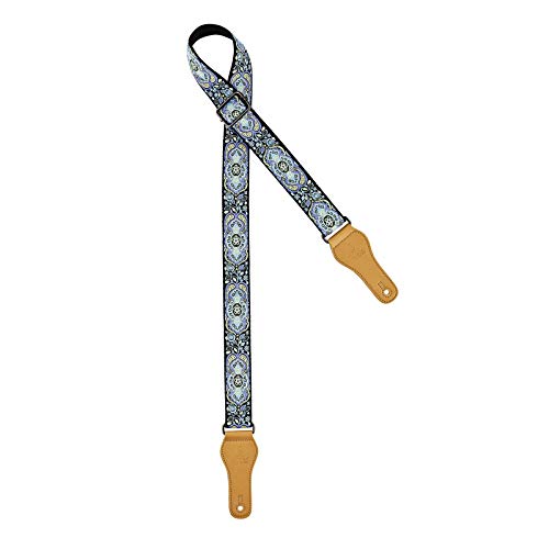 Ortega OCS-550U Ukulele Strap, verstellbarer Baumwollgurt mit Kunstlederenden, Breite 3,7 cm, Classic Blue