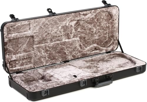Fender Deluxe Molded Jag/Jazzm Case, Gitarrenkoffer aus ATA Polyethylen mit TSA Verriegelung und hochwertigem Polyester Plüsch