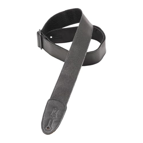 Levys Garment Leather Strap 2" BK, Gitarrengurt aus Bekleidungsleder, Schwarz, verstellbar von 99 cm bis 142 cm