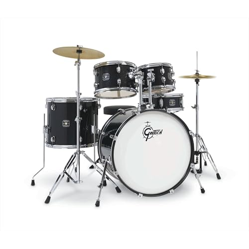 Gretsch Drums Renegade 22" Black Mist, Schlagzeug-Set mit Pappelholz-Kessel und Chrom-Hardware, inkl. 22"x16" Bass Drum, 14"x5" Snare, 16"x14" Floor Tom und 10"x7" & 12"x8" Toms, mit kompletem Zubehör