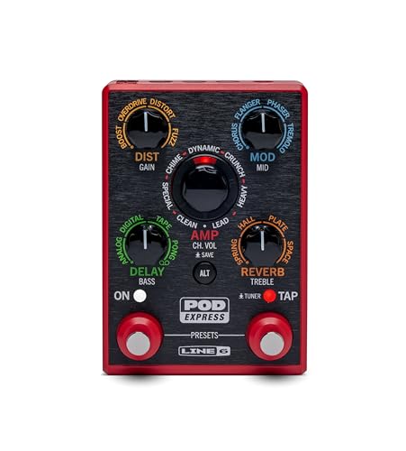 Line6 Pod Express, Gitarren-Multieffektpedal mit 7 Verstärker- und 17 Effektmodellen, USB-Audiointerface, kompakt