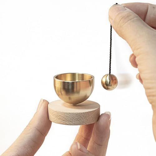 iwoohome Klangschalen-Set, Mini-Meditations-Klangschale aus poliertem Messing, 4 cm Durchmesser für Yoga, Meditation und Stressabbau