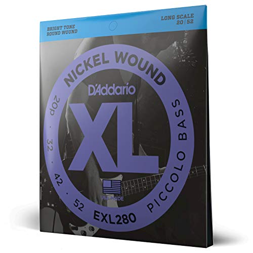 Daddario EXL280, E-Bass Piccolo Saiten Satz, Long Scale, Nickel Round Wound, Stärken 020p - 032 - 042 - 052