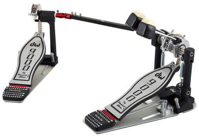 DW 9002 Double Pedal, Doppel Bass Drum Fußmaschine mit kugelgelagertem Deltascharnier und freischwingender Federaufhängung