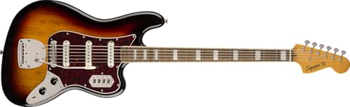 Squier Classic Vibe Bass VI LRL 3TS, 6-saitiger E-Bass mit Pappel-Korpus, Ahorn-Hals, Indischem Lorbeer-Griffbrett, 3-Color Sunburst