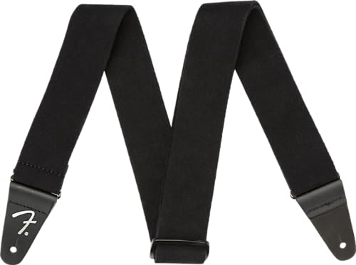 Fender Supersoft Strap Black, Gitarrengurt aus gesponnenem Polyestergewebe, verstellbar von 119 bis 142 cm, 5 cm breit, schwarz