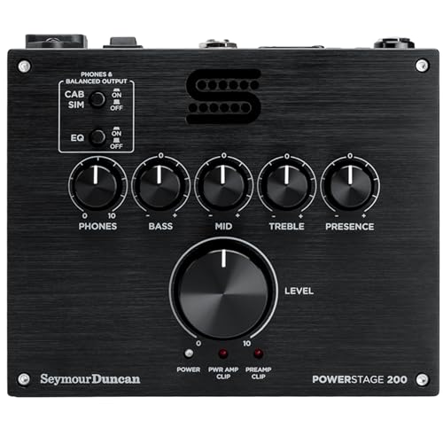 Seymour Duncan PowerStage 200 BK, kompakte Gitarrenendstufe mit 210 Watt, 3-Band EQ und Cab Sim, schwarzes Finish