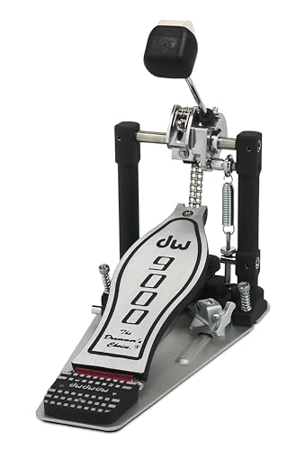 DW 9000, Fußmaschine Single Pedal mit kugelgelagertem Deltascharnier, Tri-Pivot Toe Clamp und freischwingender Federaufhängung
