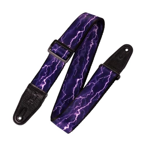 Levys Poly Strap MP-18, Gitarrengurt aus Polyester mit Lederendstück und Gleitschnalle, 2" Breite, violett, made in Canada