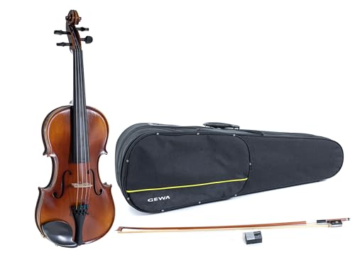 Gewa Allegro Violin Set 4/4 SC MB, vollmassive Violine aus europäischen Tonhölzern mit Ebenholzgriffbrett und braun-bernsteinfarbener Lackierung