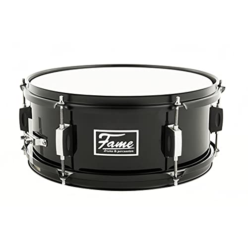 Fame First Step Snare Drum, 13"x5,5", Mischholz Kessel mit Aluminium Hardware, Piano Black Finishing, ideal für Anfänger und Musikschulen
